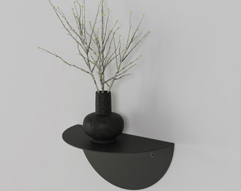Floating Half Circle Wall Shelf | Minimalist Metal Shelf for Home Decor, Bedroom, Living Room