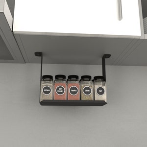 Minimalist Black Spice Rack, Kitchen Organizer, Modern Metal White Under Cabinet Shelf, Kitchen Shelf