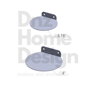 May include: Two round metal shelves with a black metal bracket. The top shelf is 3.75 inches in diameter and the bottom shelf is 5 inches in diameter.