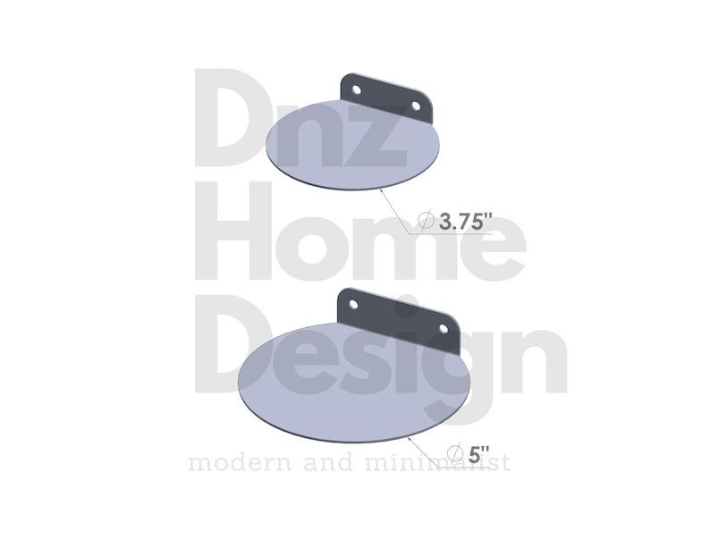 May include: Two round metal shelves with a black metal bracket. The top shelf is 3.75 inches in diameter and the bottom shelf is 5 inches in diameter.