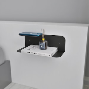 Minimalist Floating Nightstand, Floating Bedside Table, Modern Bedroom Shelf with Bookshelf