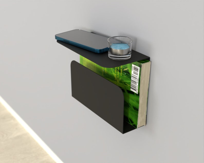 Floating Nightstand With Bookshelf / Modern Floating Bedside Etsy