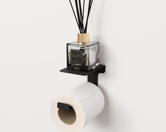 Modern Metal Toilet Paper Holder with Shelf: Minimalist Bathroom Organizer
