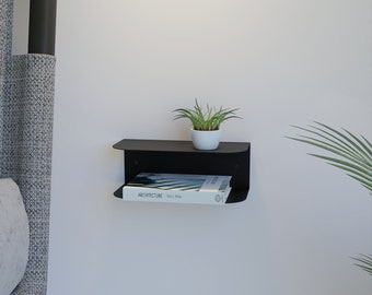Minimalist Floating Nightstand, Modern Bedside Table, Minimalist Floating Shelf, Metal Console Table, Modern Bookshelf Nightstand