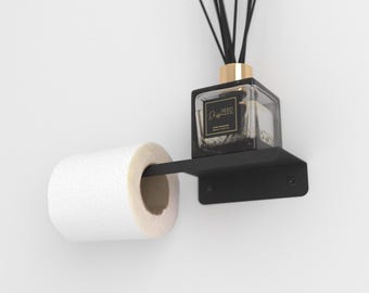 Minimalist Metal Toilet Paper Holder with Shelf - Modern Bathroom Accessories