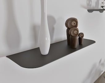 Estante flotante minimalista, estante de exhibición moderno, estantería negra de metal, estante de pared blanco, estante para plantas