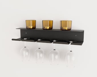 Soporte minimalista para copas de vino, estante moderno para bar, estante flotante decorativo de metal, almacenamiento de cocina