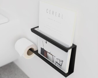 Toilettenpapierhalter Mit Zeitschriftenständer – Metall-Organizer Fürs Bad, Einfach Montiert (links)