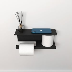 Mensola moderna per carta igienica, organizer minimalista per bagno, portarotolo, mensola in metallo per carta igienica