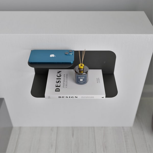 Minimalist Floating Nightstand, Floating Bedside Table, Modern Nightstand with Bookshelf