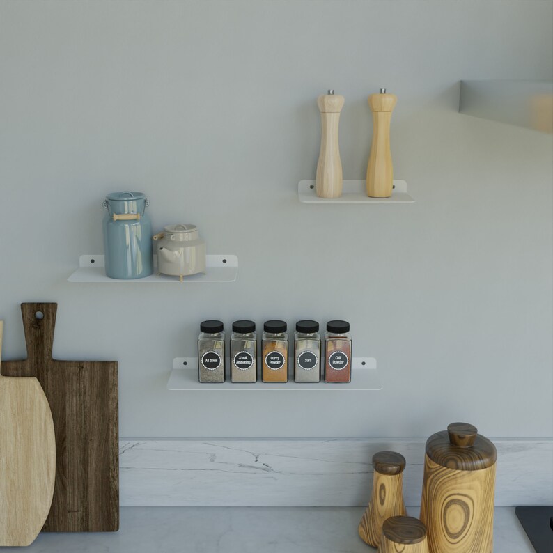 White Modern Floating Shelf / Minimalist Metal Decorative Etsy