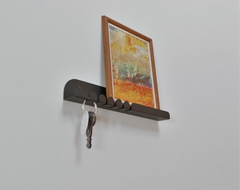 Modern Entryway Shelf with Hooks, Entryway Organizer, Key Hanger, Mail Holder, Metal Wall Key Holder