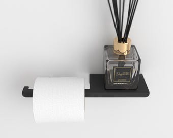 Minimalist Metal Toilet Paper Holder with Shelf - Modern Bathroom Accessories
