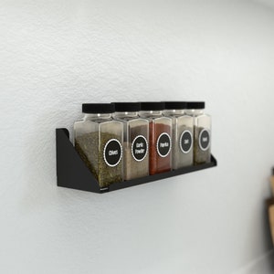 Modern Matte Black Metal Spice Rack: Minimalist Kitchen Organizer