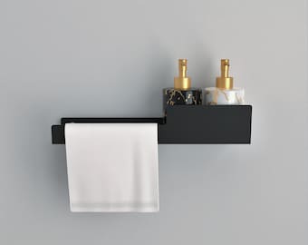 Bathroom Shelf with Towel Bar, Bathroom Organizer Shelf, Bathroom Storage, Towel Rack, Bathroom Accessories