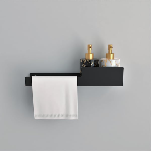 Minimalist Bathroom Shelf with Towel Bar: Modern Organizer