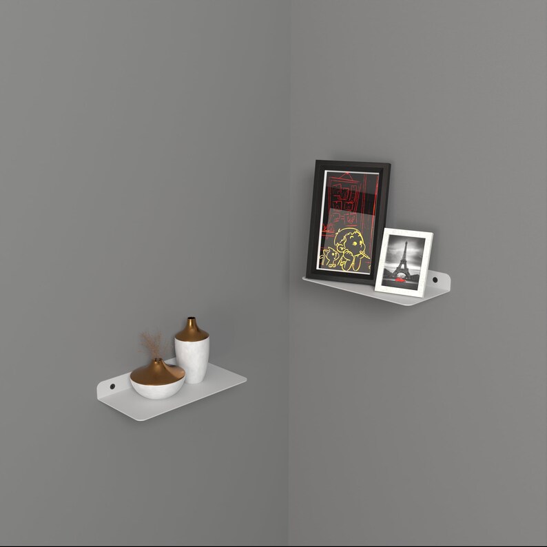 White Modern Floating Shelf / Minimalist Metal Decorative Etsy