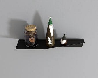 Estantería minimalista, estantería flotante moderna, estanterías de metal para pared, decoración de estanterías
