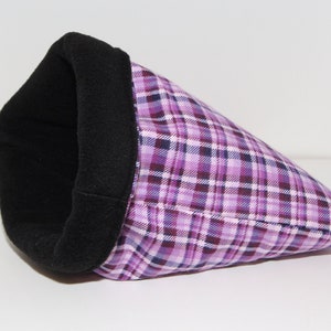 Hedgehog Snuggle Sack, Black Guinea Pig Cuddle Pouch, Fleece Rat Sleep Cosy, Hedgie Hide, Purple Plaid Rats Cozy, Squirrel Hide, Sleep Cove