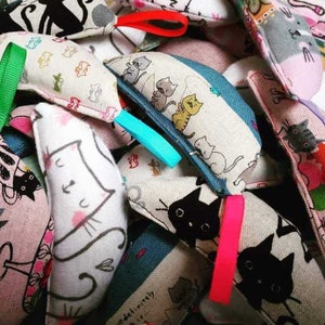 Catnip Cat Toy Set, Handmade Kitty Toys, Cat Nip Mouse Kitten, Set of 3 5 10 Cotton Kat Mice, Fun Plush and Soft