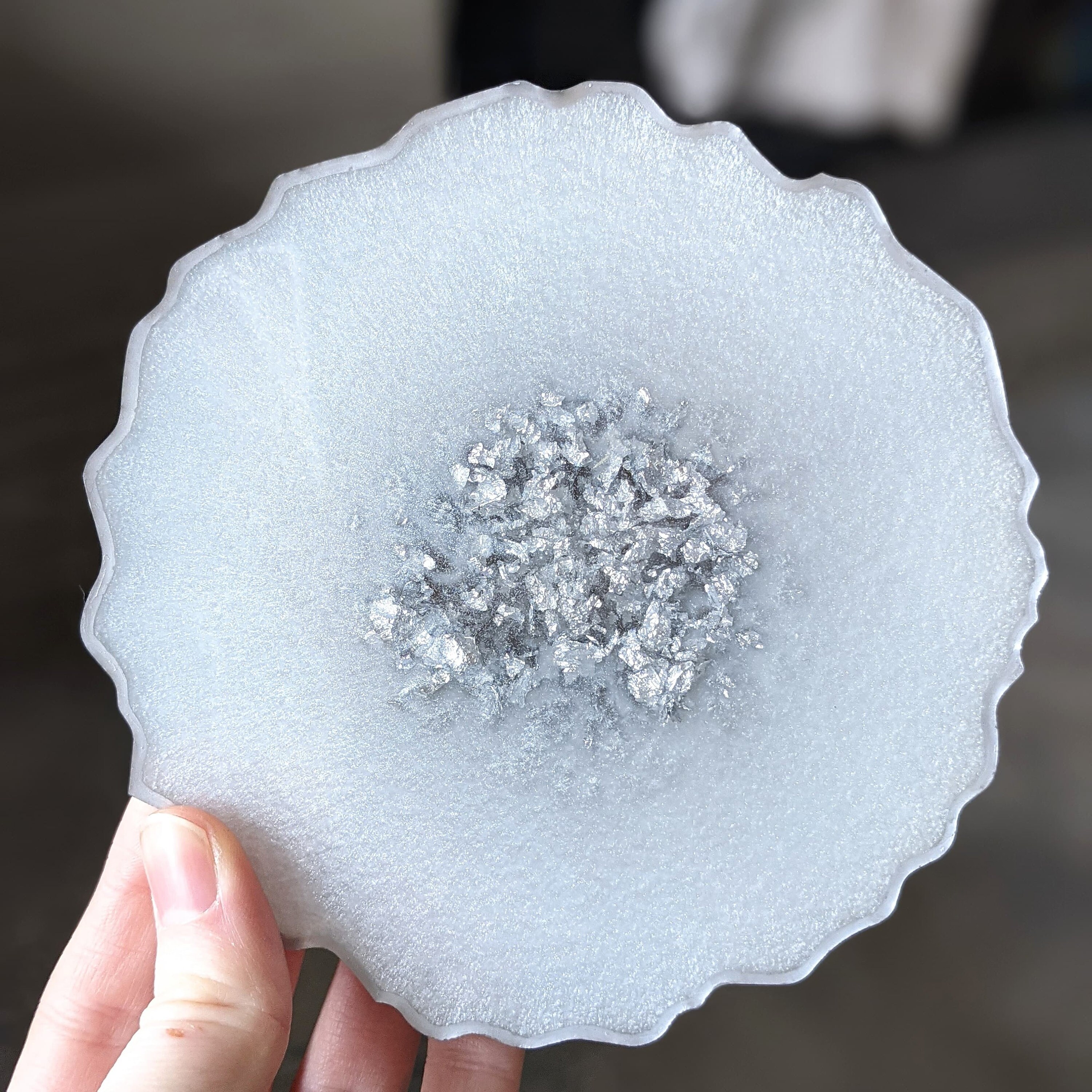 Large Resin Coaster Set White/Silver Etsy