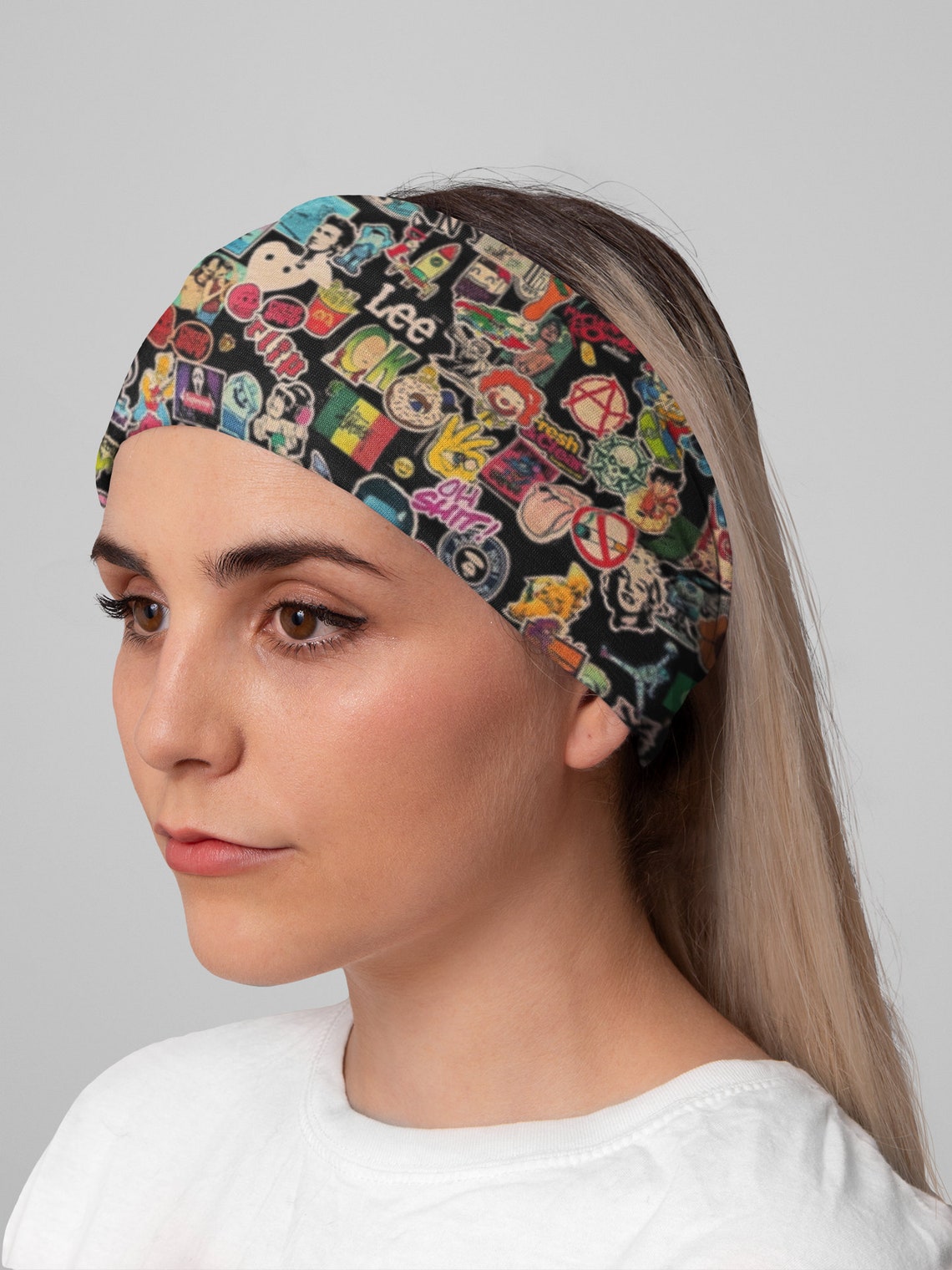 Grunge Style Headband 90's Pattern Stickers Wide Headband Etsy