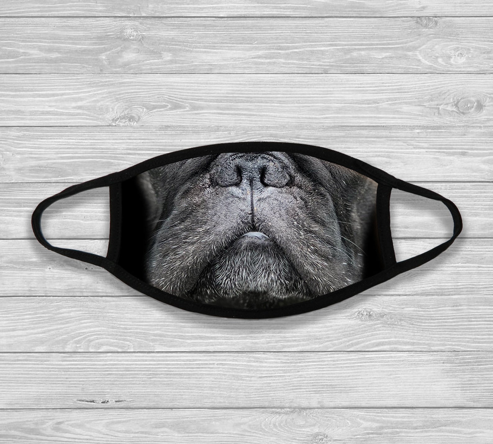 Black Pug Dog Face Mask Dog Face Mask Face Mask Reusable | Etsy