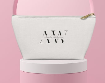 Initial and Name Personalized Accessory Pouch w T-bottom | Makeup Pouch | Travel Pouch | Pencil Case