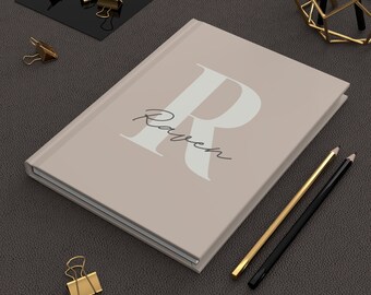 Name and Shadow Initial Hardcover Notebook | Daily Journal | School Notebook | Personalized Journal | Personalized Gift | Journal Lover