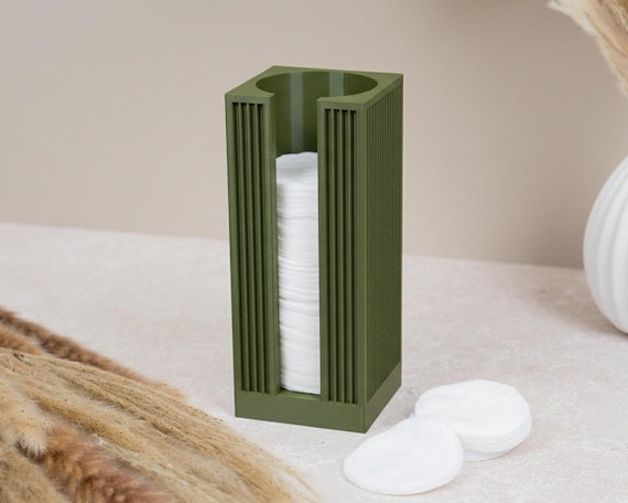 3D Gedruckter Wattepad Halter - Quadratisch und rund Badezimmer Organizer - Slat Textur Makeup Zubehör Lagerung - Geschenk für Sie