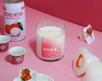 Lychee Coconut Jelly Candle | Asian Inspired Scented Candle | Lychee Candle | Soy Wax Candle | Bubble Tea Candle | Candle Gift| Boba Candle