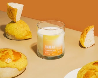 parfumée à l'ananas | Bougie parfumée d'inspiration asiatique | Petit pain au melon | Bougie à la cire de soja | Petit pain asiatique | Cadeau Dim Sum | Hong-Kong