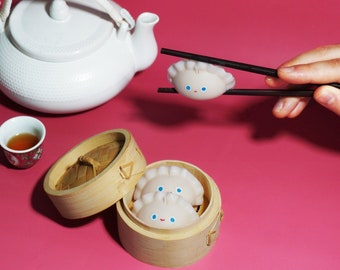 Vela con forma de bola de masa hervida, vela de dim sum, velas de gyoza, vela decorativa de cera de soja, vela de potsticker, regalo de cumpleaños o relleno de medias