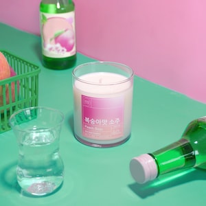 Peach Soju Scented Candle | Asian Inspired Scented Candle | Korean Alcohol Candle  | Soy Wax Candle |  Cocktail Candle |  Soju Gift