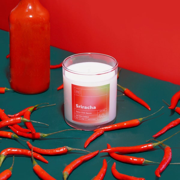Sriracha Soy Wax Candle | Sriracha Hot Sauce Soy Wax Candle | Chili Pepper Flake Scented  |  Asian Inspired Scented Candle |  Pho Lover Gift