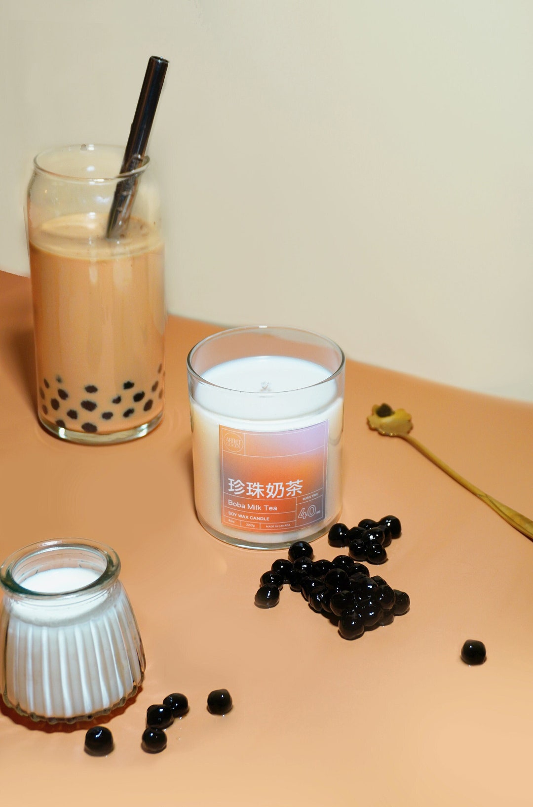 Boba Milk Tea Soy Wax Candle Bubble Tea Scented Asian Inspired Scented