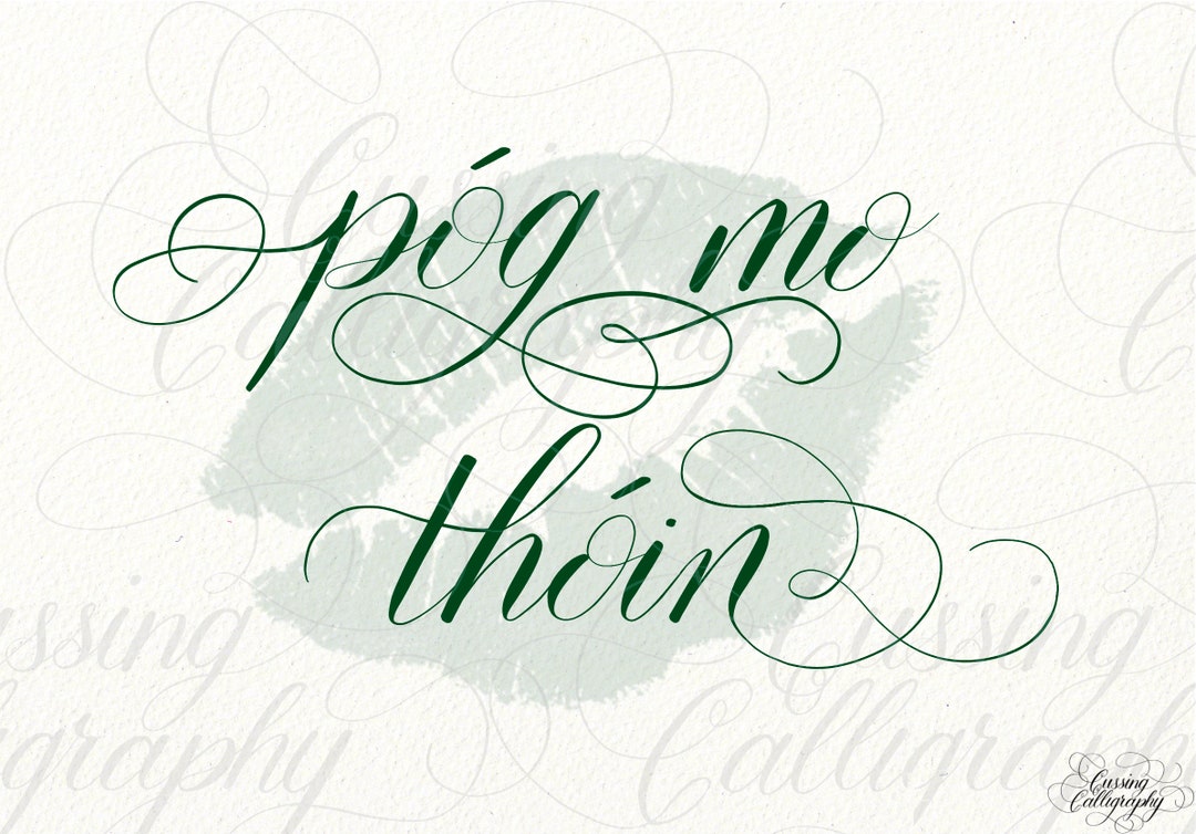 Póg Mo Thóin kiss My Arse in Gaelic Digital Calligraphy Etsy