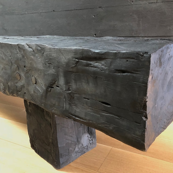 Shou Sugi Ban solid wood bench