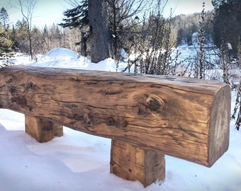 Handcrafted rustic wooden bench