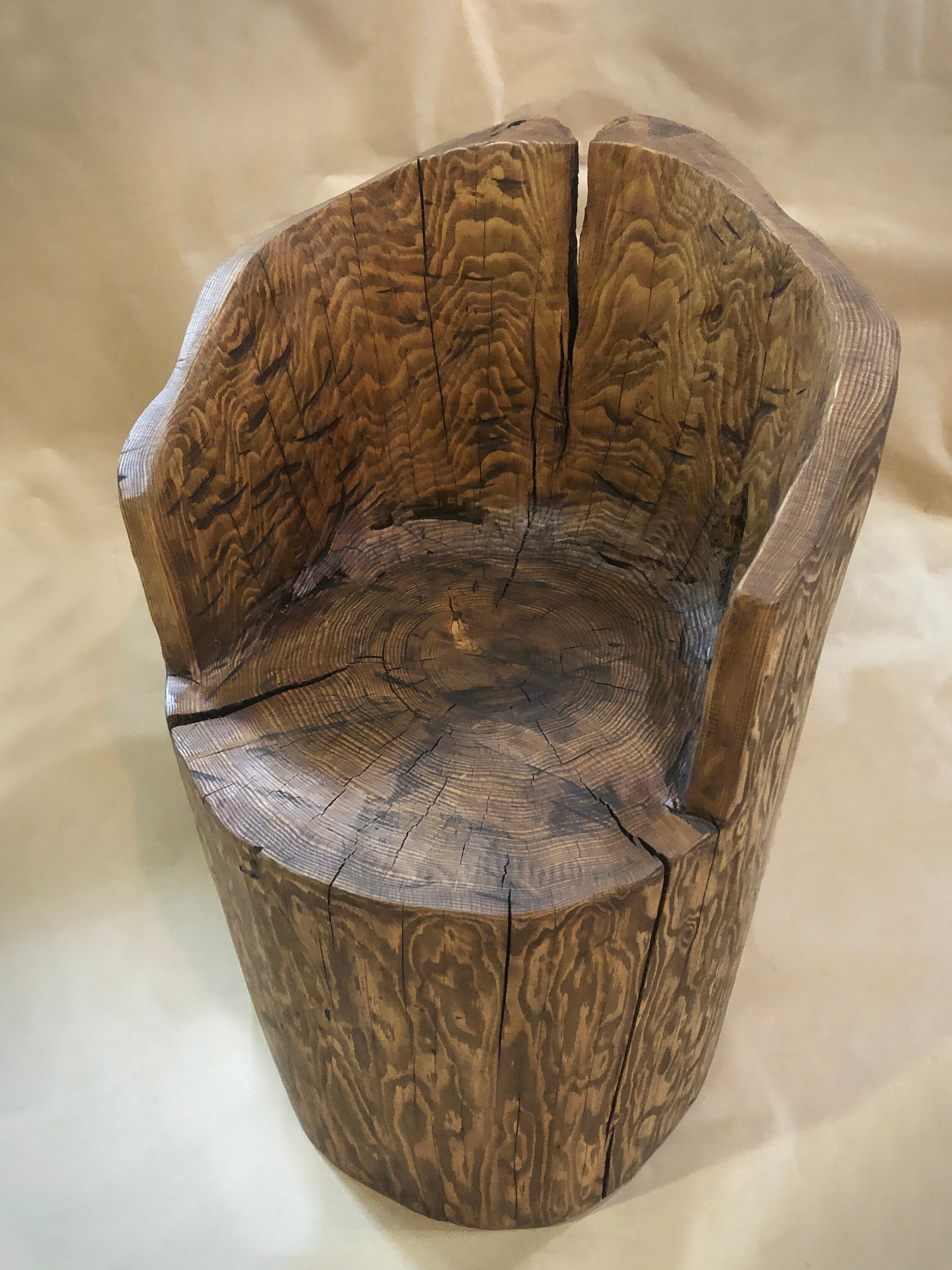 Sculptural wooden armchair