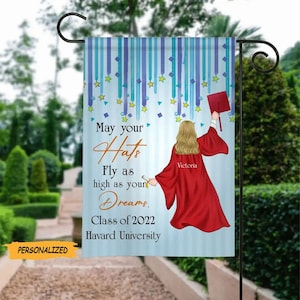 Personalized Graduation Custom Flag, Girl Wearing Girl Wearing Cap and ...