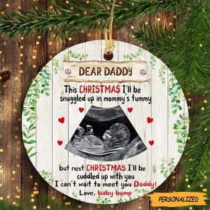 Christmas Gift For Dad To Be Dear Daddy This Xmas With You Personalized Ornament, Gift From The Bump, New Dad Gift, Expecting Dad Gift