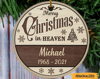 Merry Christmas In Heaven Personalized Memorial Ornament, Memories In Heaven, Memorial Gift, Remembrance Gift, Bereavement Gift