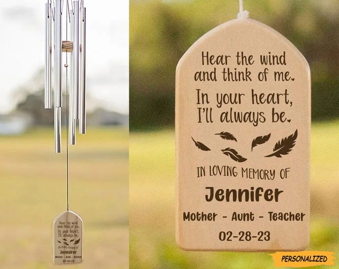 In The Loving Memory Personalized Wind Chimes, Memorial Gift with Custom Name, Sympathy Gift, Memorial In Heaven, Bereavement Gift