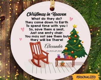 Personalized Custom Family Memorial Ornament Decor, Christmas In Heaven, Memorial Gift, Memorial Christmas Gift, Remembrance Gift