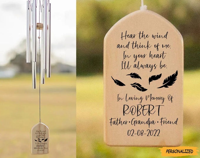 Personalized Memorial Wind Chimes, Sympathy Gift For Loss Of Loved One, In Your Heart I’ll Always Be, Memorial In Heaven, Bereavement Gift