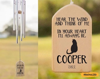 Personalized Cat Memorial Wind Chime, Remembrance Wind Chime, Cat Memorial Wind Chime, Bereavement Gift for Cat Lovers, In Memory
