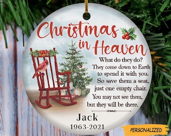 Personalized Christmas In Heaven Ornaments, Custom Memorial Gifts, Memorial Christmas Gift, Bereavement Gift, Remembrance Gift