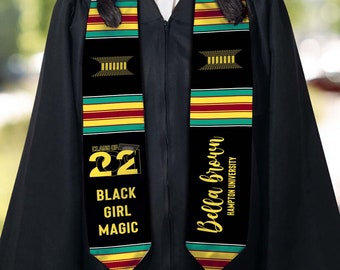 Estola de graduación personalizada de 2026, banda mágica personalizada para niña negra, banda con foto personalizada, banda de graduación