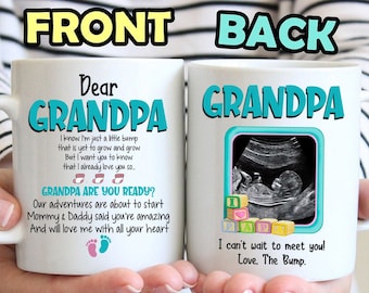 Personalized Pregnancy Grandpa Are You Ready For Our Adventures Custom Ultrasound Photo Mug, First Father’s Day Gift For Grandpa to be